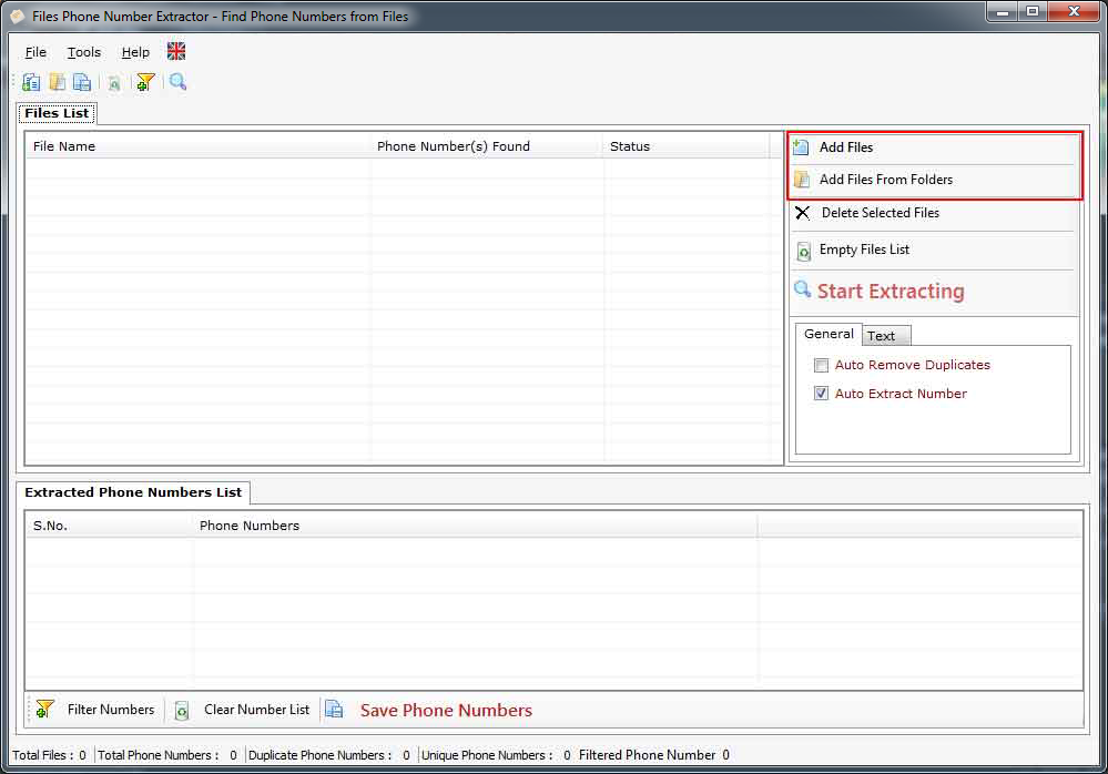 Files Phone Number Extractor