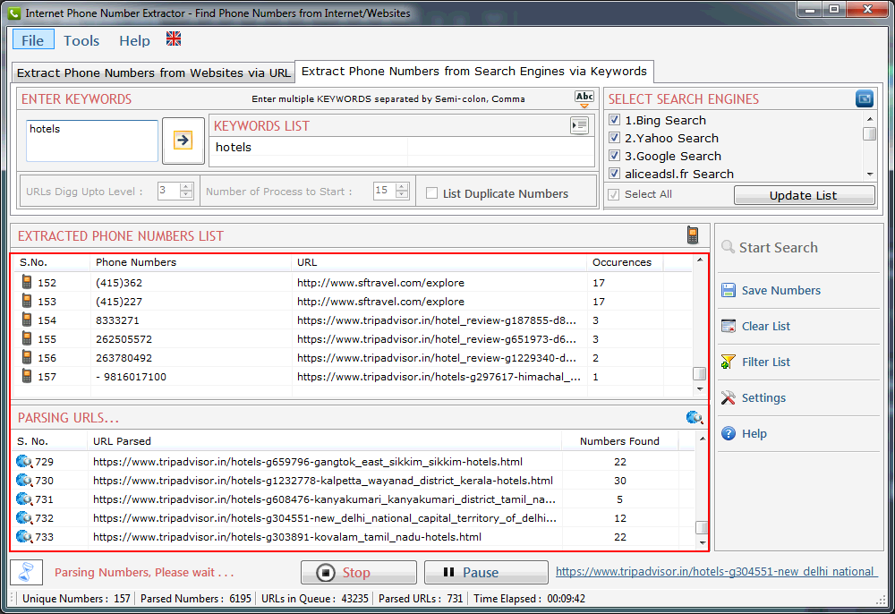 Internet Number Extractor